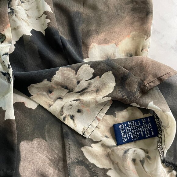 EVAN Picone cap sleeve Blouse Floral Semi Sheer button - Women's size 10 - Picture 11 of 13